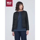无印良品（MUJI）女式 轻量羽绒便携式 无领 夹克 羽绒服女款 黑色 L