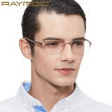 雷蒙迪克眼镜框男近视眼镜男女半框钛架纯钛光学架金色商务款 R6032 Col.3 金色