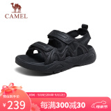 骆驼（CAMEL）男士凉鞋透气休闲运动户外魔术贴沙滩鞋 G14M074662 黑色 42 