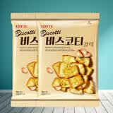 乐天 （LOTTE）非油炸蒜香味烤面包片70g*2袋装休闲酥脆韩国进口零食烤馍片