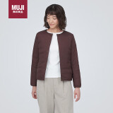 无印良品（MUJI）女式 便携式 无领羽绒夹克 保暖贴身 短款 酒红色 L