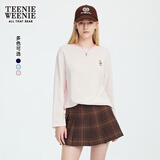 Teenie Weenie小熊女装T恤2025秋季新款休闲清爽盐系条纹长袖上衣