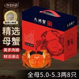 【活蟹】阳澄乡村大闸蟹全母5.0-5.3两8只 去绳足重鲜活螃蟹现货生鲜年货礼盒 源头直发