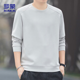 罗蒙（ROMON）卫衣男士春秋季圆领长袖t恤打底衫宽松休闲外套男装7506浅灰2XL