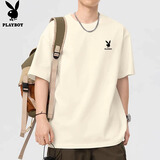 花花公子（PLAYBOY）短袖T恤男纯棉上衣服夏季男士半袖潮牌圆领重磅体恤