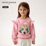 Teenie Weenie Kids小熊童装24秋冬新款女宝宝印花小飞袖加绒卫衣 象牙白 120cm