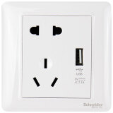 施耐德电气（Schneider Electric）开关插座 插座面板 10A五孔带USB插座面板2.1A 睿意系列 白色