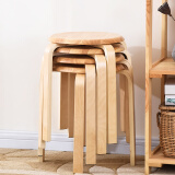 家逸 时尚简约创意圆凳 非塑料坐凳 实木凳子 餐椅 弯曲木凳