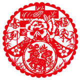 
                                        个性一百 九羊成祥福FAK0603新年窗花剪纸年画福字门贴窗贴纸装饰贴订制 红色 100CM                