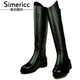simericc经典专业全牛皮马术靴男式  高筒长骑士摩托比赛长靴马靴1118 女款黑色内外全皮 38 240