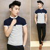 装修身男T恤英伦潮Tee保罗衫1202-PL790 <em>黑</em>配