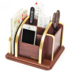 金隆兴（Glosen）360°旋转办公笔筒创意木质桌面收纳盒遥控器收纳座带书立文具化妆品整理盒 C2028