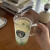 星巴克杯子玻璃杯韩国复古墨绿色渐变女神logo大容量透明水杯 星巴克大把杯带勺
