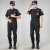 艾買保安服套装保安作训服夏装男夏季黑色保安制服执勤安检服保安服装 特短袖套装(只含标志) 190