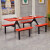 德睿聚食堂餐桌椅组合连体快餐桌椅不锈钢餐桌服务区连体餐桌组合 长条凳  玻璃钢（8人位）