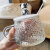 德克欧简约ins风小熊袋盖玻璃洗漱马克杯家用高颜值可爱锤纹咖啡水杯 透明款（含盖子勺子）