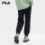FILA 斐乐官方女士针织长裤冬季新款时尚休闲加绒收口休闲裤 正黑色-BK 160/62A/S