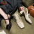 鞋柜（shoebox）达芙妮集团旗下今年夏季流行款高跟凉鞋女一字式扣带包头凉鞋百搭 米白色 35