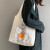沁柚帆布包女单肩简约学生大容量小清新收纳包环保购物收纳袋 橘子背心包白色