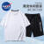NASA MARVEL短袖套装男2024夏季新款青少年男士清爽透气上衣短裤两件套 白色 M