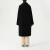 无印良品（MUJI）女式 木棉混 灯芯绒大衣黑色中长款翻领外套女款秋冬季款 BDE91C3 黑色 L(165/88A)
