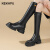 珂卡芙（KEKAFU）长筒靴女2024新款秋冬新款显瘦厚底高筒靴子粗跟骑士靴 黑色6.5cm 37 标准码
