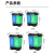 欧润哲  40L蓝加绿双桶分类垃圾桶带盖大号户外垃圾桶干湿分离塑料家庭用两分类脚踏方桶设计商用二合一公共场合