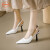 鞋柜（shoebox）达芙妮集团旗下2024新款夏季包头凉鞋女细跟一字式扣带休闲女鞋 白色 34