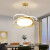 登屋LED儿童护眼吊灯客厅卧室房间餐厅书房简约现代2024新款大气灯具 白色50CM双环-60W（吊线1.2m） LED三色变光