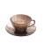 DURALEX 多莱斯 欧式进口高档咖啡杯碟套装拉花杯挂耳咖啡杯办公室玻璃杯 咖啡色螺纹款一杯一碟