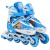 铠甲勇士 儿童轮滑鞋男女户外玩具溜冰鞋 八轮全闪光旱冰鞋KJ336 蓝色 S码