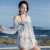乔骏晟可下水罩衫海边度假游女外套蕾丝单中长款沙滩网纱衣 白色单独罩衫 L码(90-130斤)适合穿