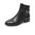 Bata时装靴女冬季商场新款百搭粗跟软底牛皮短筒靴AWG76DD1纯色粗跟OL通勤 黑色-单里 37