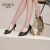 戈美其（GEMEIQ）戈美其浅口尖头方扣单鞋女2024春季新款细跟高跟鞋正装通勤女鞋子 黑色（跟高6.5）气质优雅 36