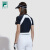 FILA 斐乐官方女子针织短袖衫2024夏季新款高尔夫运动拼色V领T恤 潮汐蓝-DB 160/80A/S