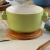 乐享 日式创意颜色釉泡面碗双耳带盖汤碗方便面杯大号带盖 绿色