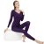 浪莎无缝美体内衣女士低领塑身秋衣秋裤套装大领口 紫色MK5012(蕾丝低领) 均码(160-170)