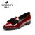 富贵鸟（FUGUINIAO）时尚平底鞋女士单鞋尖头鞋漆皮M69C945-1 酒红 38