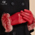欧凡迪真皮手套女士秋冬季保暖时尚皮手套冬 大红色 L码