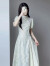 温格芳 新中式连衣裙女装2024夏季新款小个子国风气质改良少女旗袍裙子 绿色 2XL