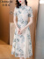 黛娜娅（Dainaya）旗袍女2024春夏季新款优雅中国风日常改良复古汉服雪纺连衣裙2570 杏色 2XL
