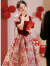 三梦茴2023新娘敬酒服平时可穿红色订婚裙新款结婚晚礼服小个子回门服女 酒红色-长款 XXL