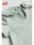 H&M童装女宝宝T恤2024年夏季新款柔软棉质娃娃领短袖上衣1231331 灰绿色 100/56