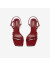百思图（BASTO）24夏季新款时尚气质一字带凉鞋细高跟女条带凉鞋M1022BL4 红色M1022BL4 34