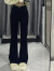 大唐喜乐牛梨形身材黑色微喇叭牛仔裤女春秋高腰显瘦弹力马蹄裤 黑色 高质量版 XL 建议 120-135斤