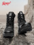 强人户外男靴3515作战靴头层牛皮侧拉链登山训练靴 透气作战靴 黑 40