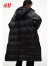 H&M女装羽绒服新款疏水保暖休闲羽绒服外套中长款1195735 黑色 170/104