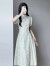 温格芳 新中式连衣裙女装2024夏季新款小个子国风气质改良少女旗袍裙子 绿色 2XL