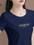 啄木鸟莫代尔短袖T恤女士2024年夏季新款今年流行纯棉短款品牌上衣 宝蓝色-蜜蜂 2XL