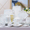 碗碟套装景德镇餐具成套碗盘方形家用欧式碗具套装 玉馨58件配天元煲